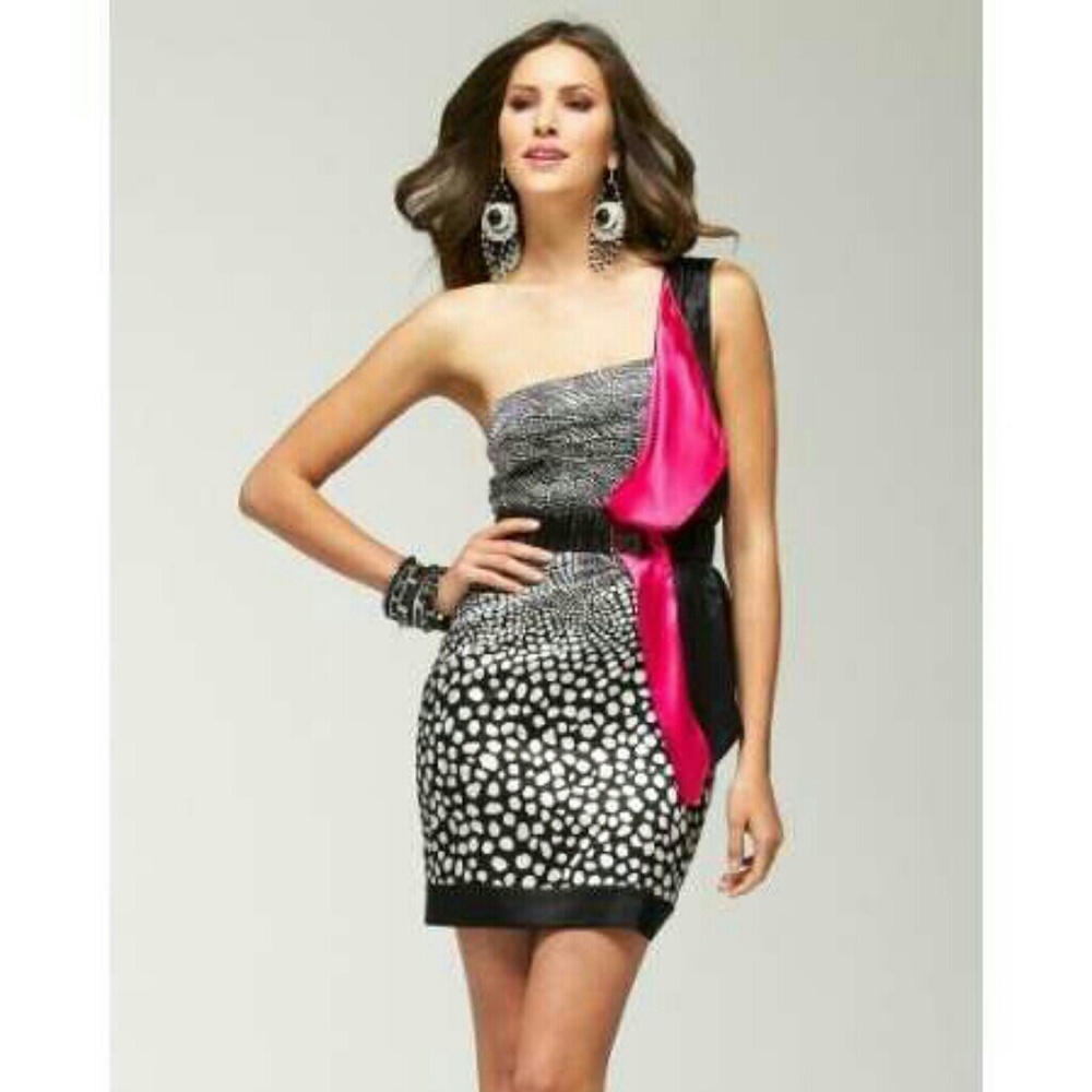 |1 HR SALE|• Bebe Colorblock Silk Print Dress •
